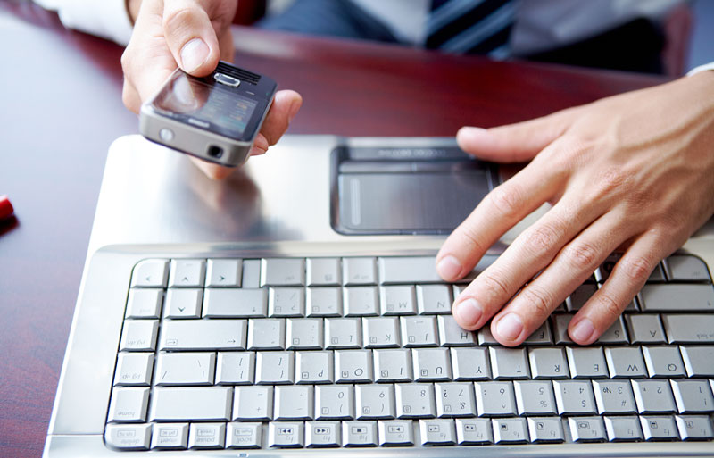 Man Typing and Texting